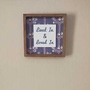 Wooden Framed Wall Art with Blue Background